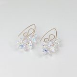 14k Gold Mini Bent Hoop Crystal Cluster Earrings - Iridescence