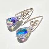 Elegant Scroll Design Helix Crystal Earrings - Gold Filled - Minimal Style