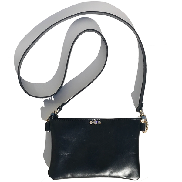 Italian Leather Cell Strap Bag 49 with three crystals