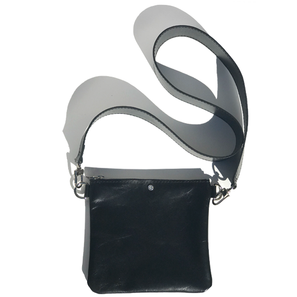 Black Italian Leather Cell Strap Bag 62
