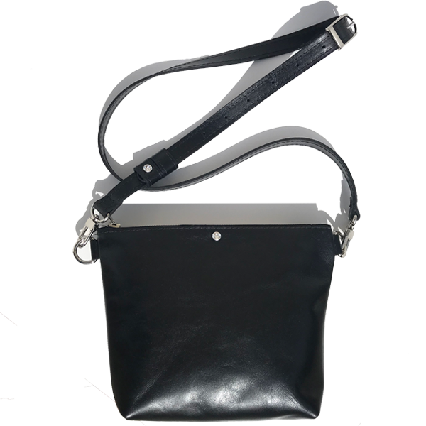 Black Italian Leather Crossbody Bag - Made in USA