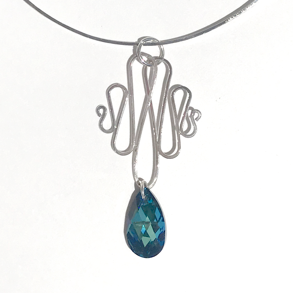 Sterling Silver Unique Blue Crystal Pendant