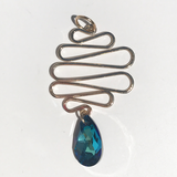 Spiral 14k Gold Filled Unique Blue Pear Crystal Pendant