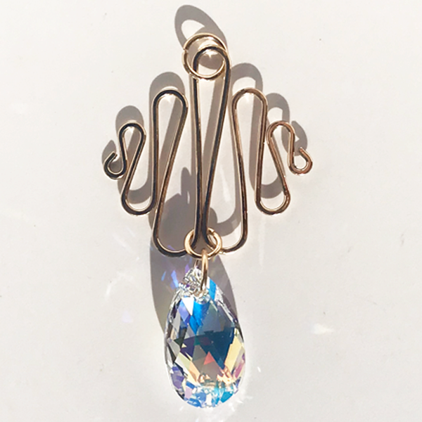 Elegant Iridescent Crystal Pear Pendant -14k Gold Filled