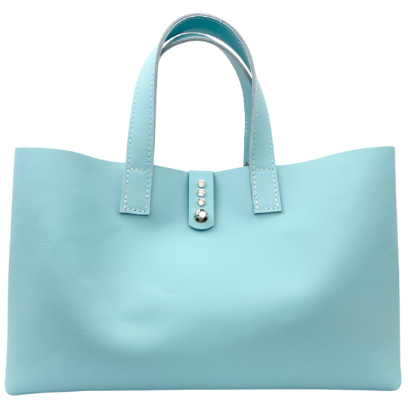 Large Baby Blue Leather Tote - Classic Bag 99