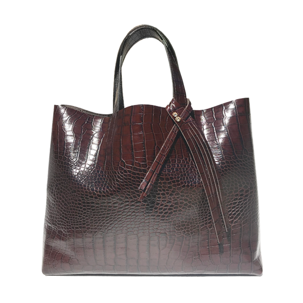 Brown Croc Italian Leather Tote Bag 34
