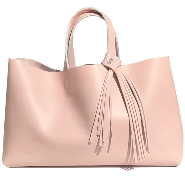 Large Pink Leather Tote 29 – Fringe Crystal Design
