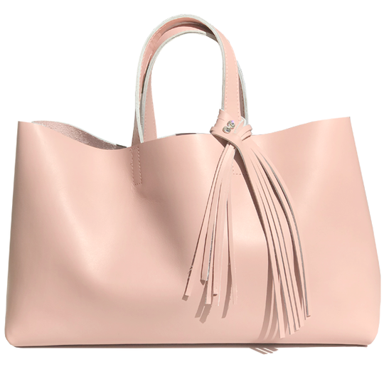 Large Pink Leather Tote 29 – Fringe Crystal Design
