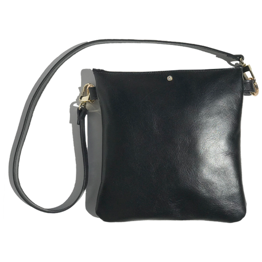 Italian Leather Black Classic Strap Bag 1 