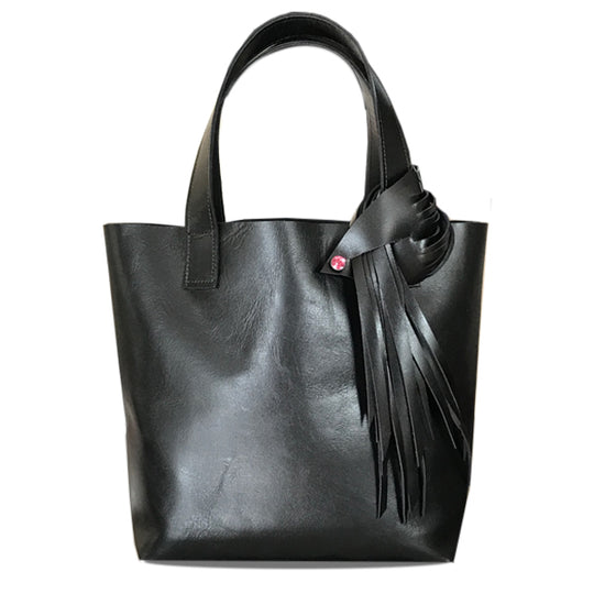 Italian Leather Tote 3 - Fringe Rose Crystal Design