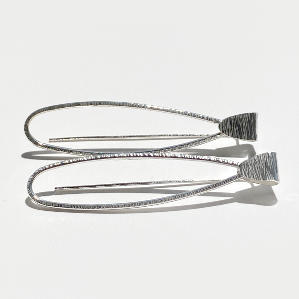 Argentium Silver Modern Oval Design Earrings - Modern 2.5 Length | Jewelry Made in California