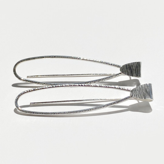 Argentium Silver Modern Oval Design Earrings - Modern 2.5 Length | Jewelry Made in California