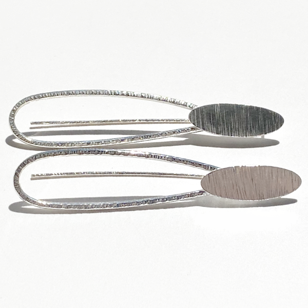 Argentium Silver Modern Oval Design Earrings - Classic 2.65 Length | Jewelry Made in California