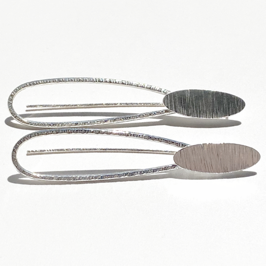Argentium Silver Modern Oval Design Earrings - Classic 2.65 Length | Jewelry Made in California