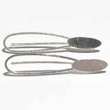 Argentium Silver Modern Oval Design Earrings - Classic 2.65 Length