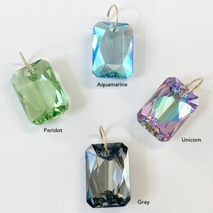14 Karat Gold Emerald Cut Crystal Pendant Collection