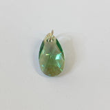 14 Karat Gold Pear Crystal Pendant - Green Sparkle