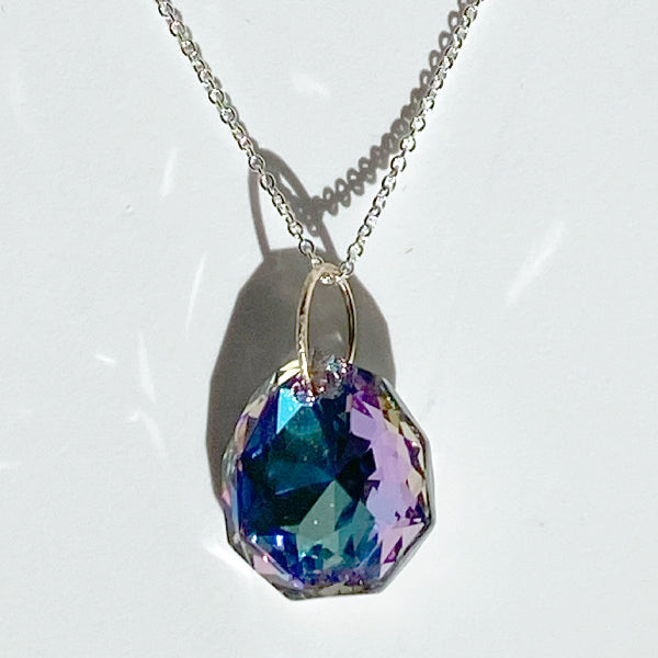 14 Karat Gold Lavish Crystal Pendant Collection with Argentium Silver Chain - Purple Unicorn