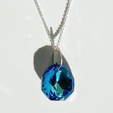 14 Karat Gold Lavish Crystal Pendant Collection with Argentium Silver Chain - Unique Blue