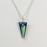14 Karat Gold Crystal Spike Pendant Collection with Argentium Silver Chain - Unique Blue 18mm