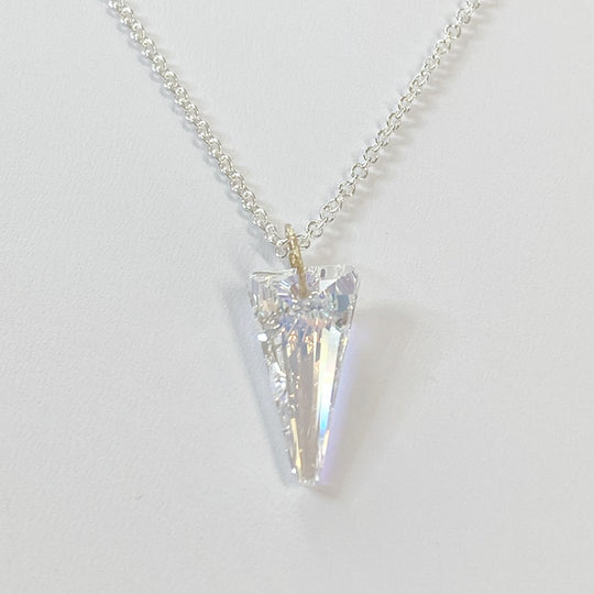 14 Karat Gold Crystal Spike Pendant Collection with Argentium Silver Chain - Yellow Iridescence