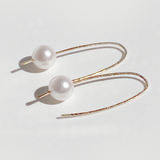 Minimal Elegance 14 Karat Gold Akoya White Pearl Earring Collection - Textured and 1.25"