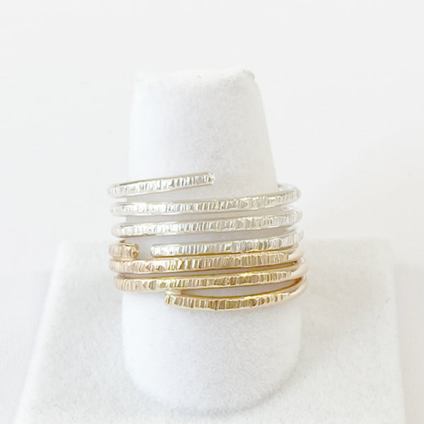 14 Karat Gold and Argentium® Silver Textured Ring Set - One of a