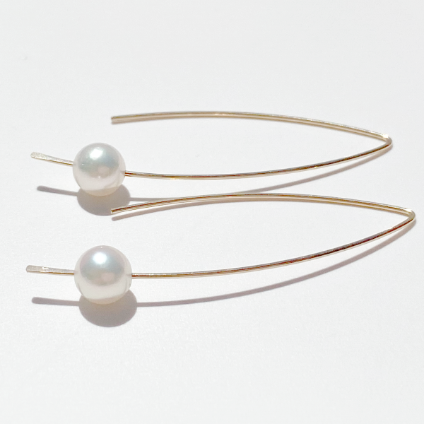 Minimal Elegance 14 Karat Yellow Gold Akoya Pearl Earrings | Jewelry Made in California