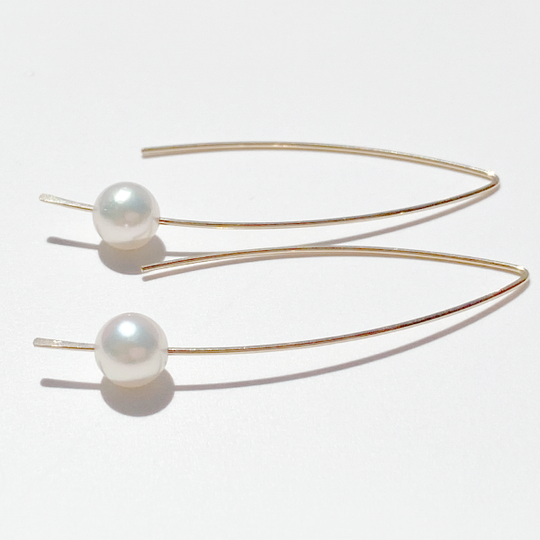 Minimal Elegance 14 Karat Yellow Gold Akoya Pearl Earrings | Jewelry Made in California