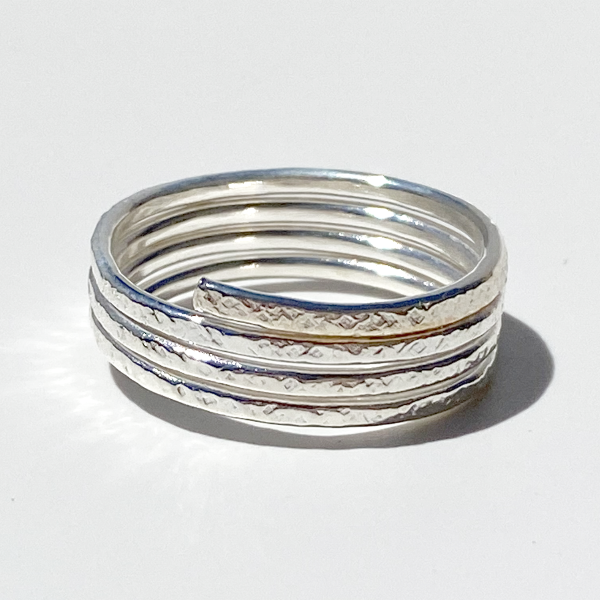 Touches of 14 Karat Yellow Gold On Argentium Silver Ring Collection - size 11
