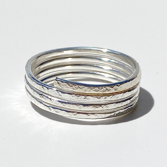 Touches of 14 Karat Yellow Gold On Argentium Silver Ring Collection - size 11