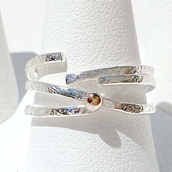 Versatile 14 Karat Yellow & Argentium Silver Open Stack Ring Set - Classic Size 8.25 | Gold Bead