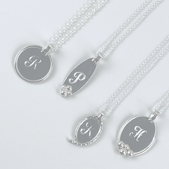 Argentium® Silver Detailed Pendant Letter Necklaces