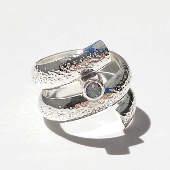 Copy of Argentium® Silver Spinel Spiral Ring - Beautiful Texture