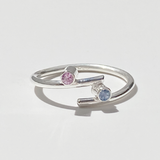 Argentium® Silver Dainty Gemstone Collection - Pink and Blue Sapphire  Ring