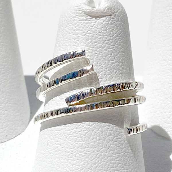 Argentium® Silver Open Stack Ring Collection - 7.25 | Classic Texture