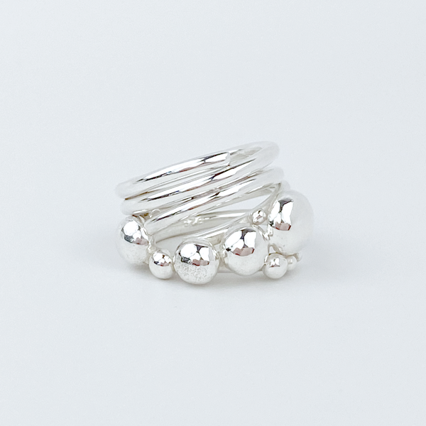 Argentium® Silver Ring Set - Caviar Elegance