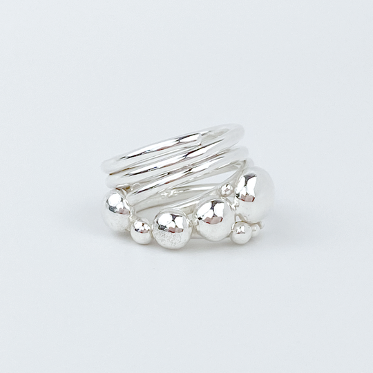 Argentium® Silver Ring Set - Caviar Elegance