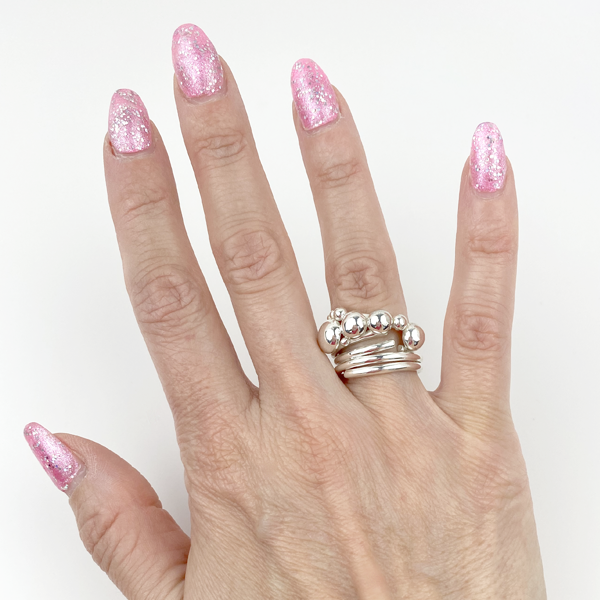 Wearing the Ring: Argentium® Silver Ring Set - Caviar Elegance