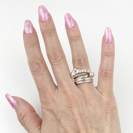 Wearing the Ring: Argentium® Silver Ring Set - Caviar Elegance