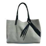 Bags Made in USA - Gray Suede Tote Bag 76 – 4 Crystals