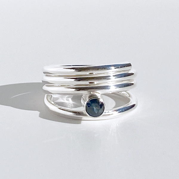 Argentium® Silver Blue Sapphire Gemstone Ring - Classic | Handmade by California Jewelry Artist Lisa Ramos