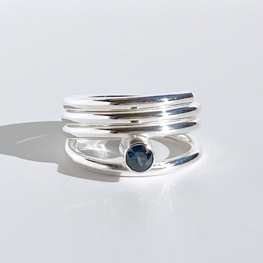 Argentium® Silver Blue Sapphire Gemstone Ring - Classic | Handmade by California Jewelry Artist Lisa Ramos