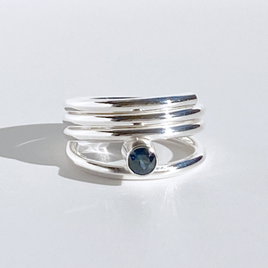 Argentium® Silver Blue Sapphire Gemstone Ring - Classic