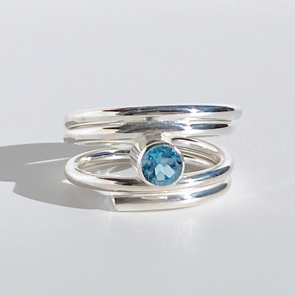 Argentium® Silver Topaz Spiral Ring - Something Blue