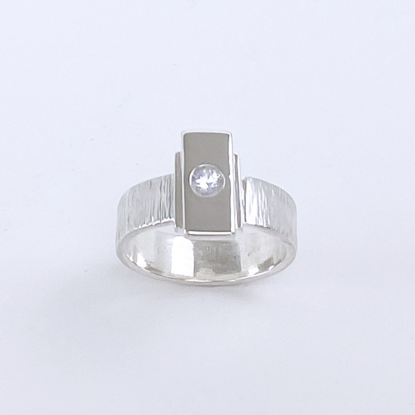 Sterling Silver White Sapphire Ring - Bride