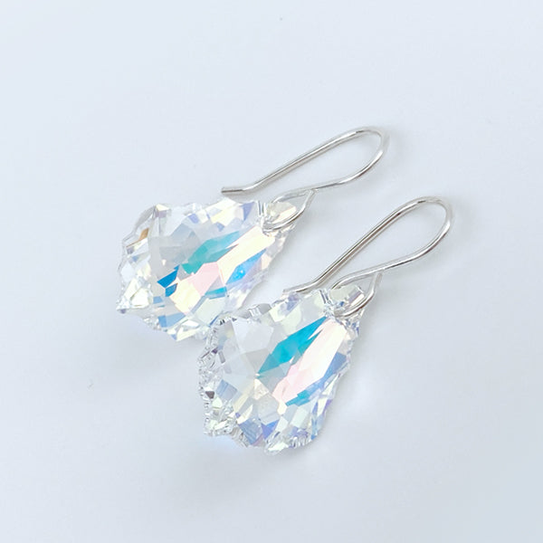 Iridescent Crystal Crown Jewel Earrings - Argentium Silver 