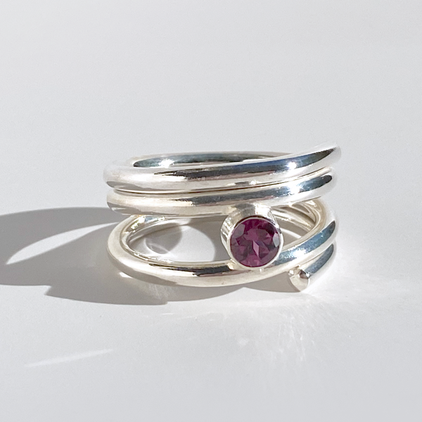 Argentium® Silver Rhodolite Garnet Ring - January
