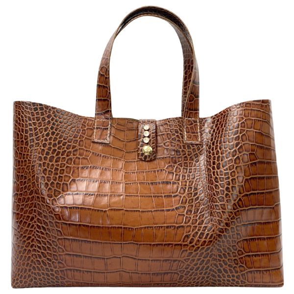 Brahmin Handbag Vintage Medium Beige Leather in Embossed