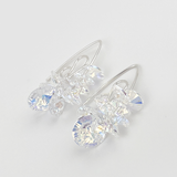 Mini Bent Hoop Crystal Cluster Earrings - Iridescent Large